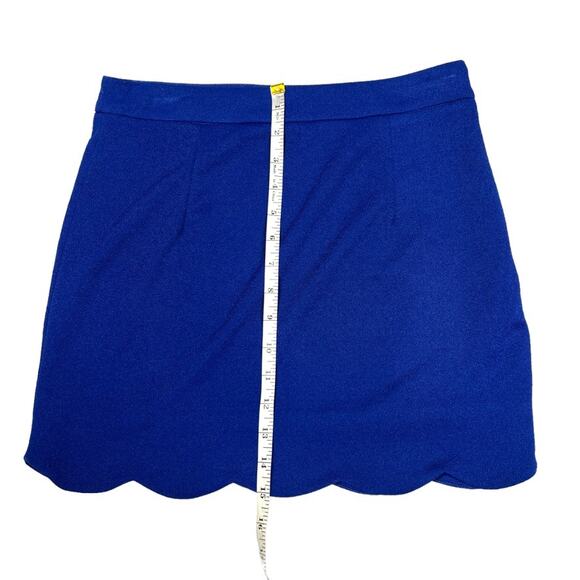 Tobi Mini Skirt Solid Blue Scallop Hem Side Zip Mini Stretch Women's Medium M - Picture 6 of 8